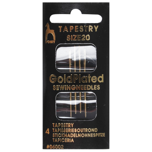 Pony Hand Sewing Needles: Tapestry: Gold Plated: Size 20