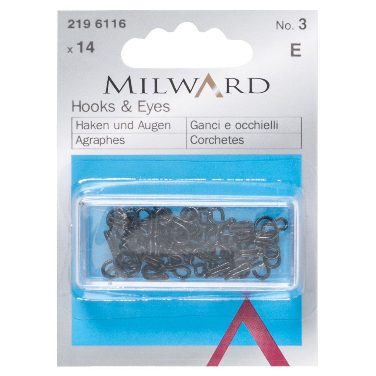 Milward Hook & Eyes (2 colours, 3 sizes)