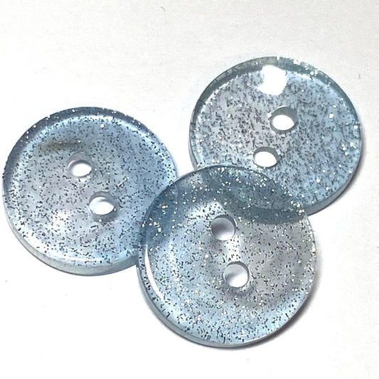 12mm Pale Blue Glitter 2 Hole Button (B05)