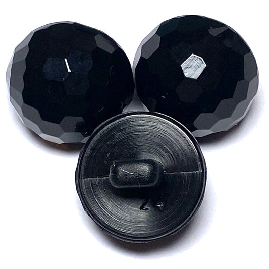 16mm Black Multi Facet Button (B23)