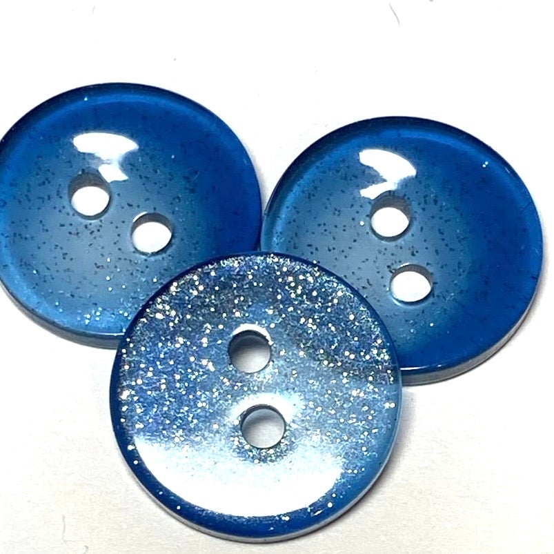 12mm Navy Glitter 2 hole button (B07)