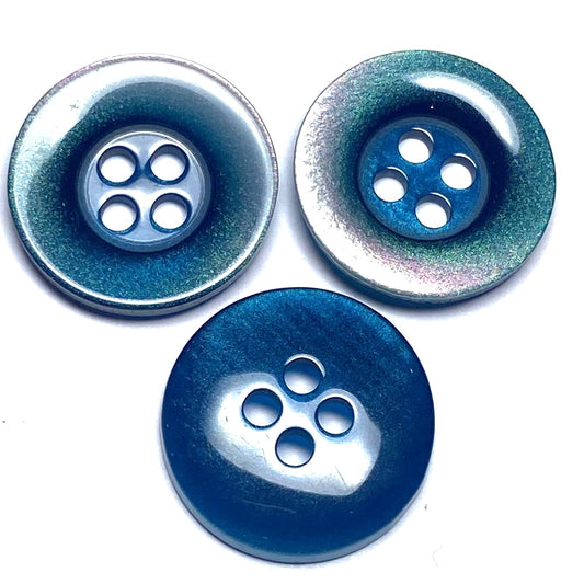 18mm Blue Metallic Rim 4 Hole Button (B34)