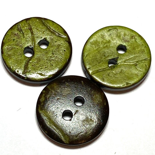 17mm Olive Leather look 2 hole button (B28)