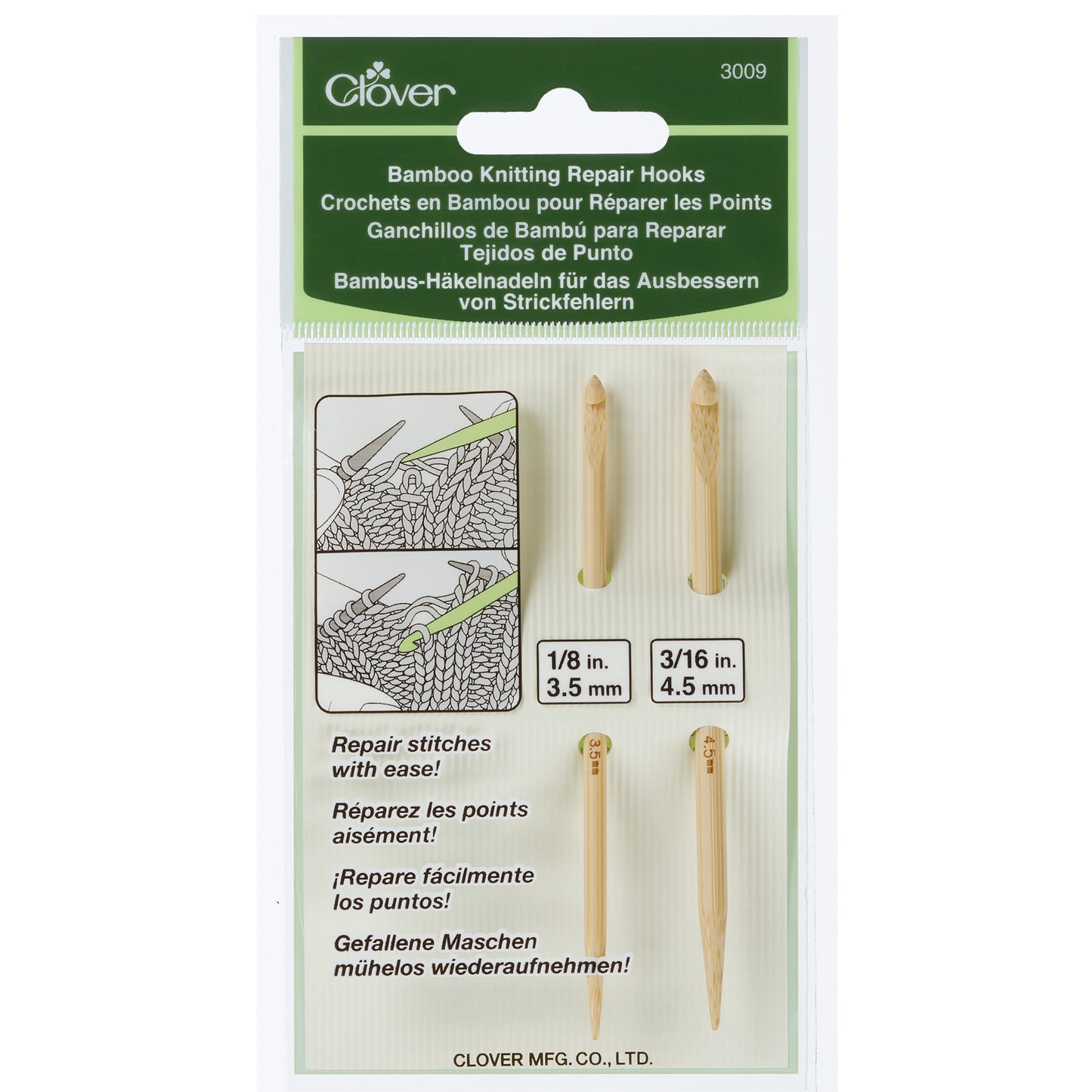 Clover Bamboo Knitting Repair Hooks