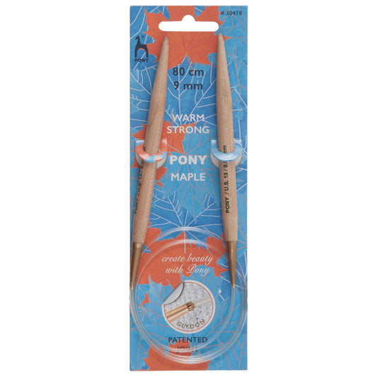 Pony Maple Fixed Circular Knitting Needles - 80cm 9mm