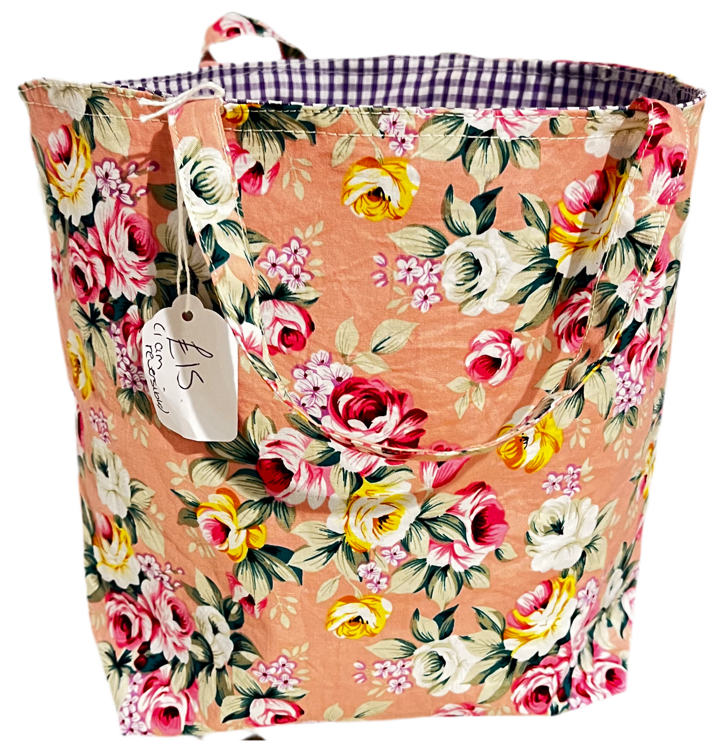 Pink flowers reversible mini bag