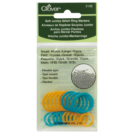 Clover Soft Stitch Ring Markers: Jumbo (Fits size 8-19mm)