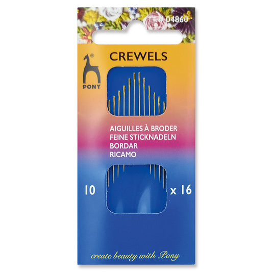 Pony Hand Sewing Needles: Crewels: Gold Eye: Size 10