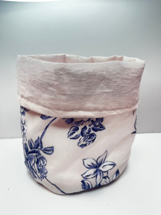 Blue floral reversible basket