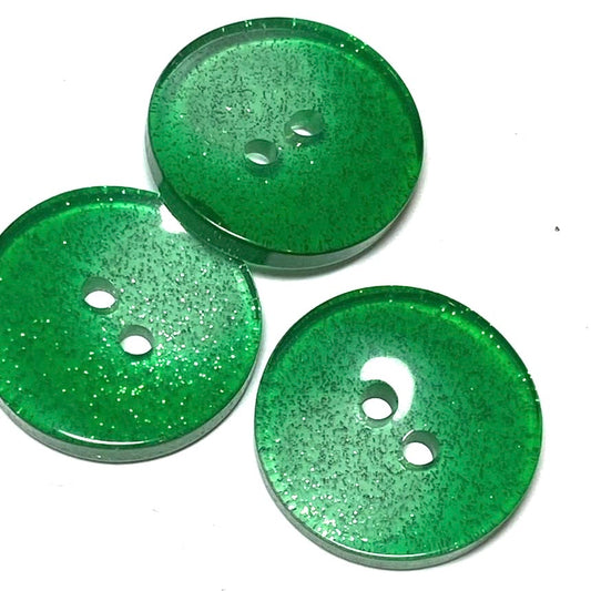 15mm Green Glitter 2 Hole Button (B10)