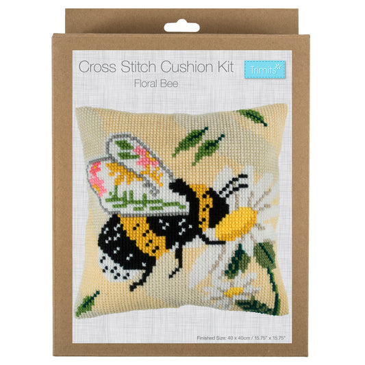 Cross Stitch Kit: Printed: Cushion: Floral Bee