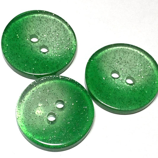 17mm Green Glitter 2 Hole Button (B11)