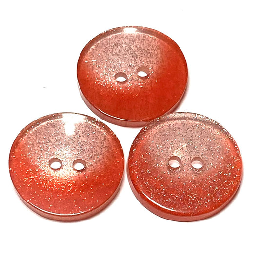 17mm Coral Glitter 2 Hole Button (B15)