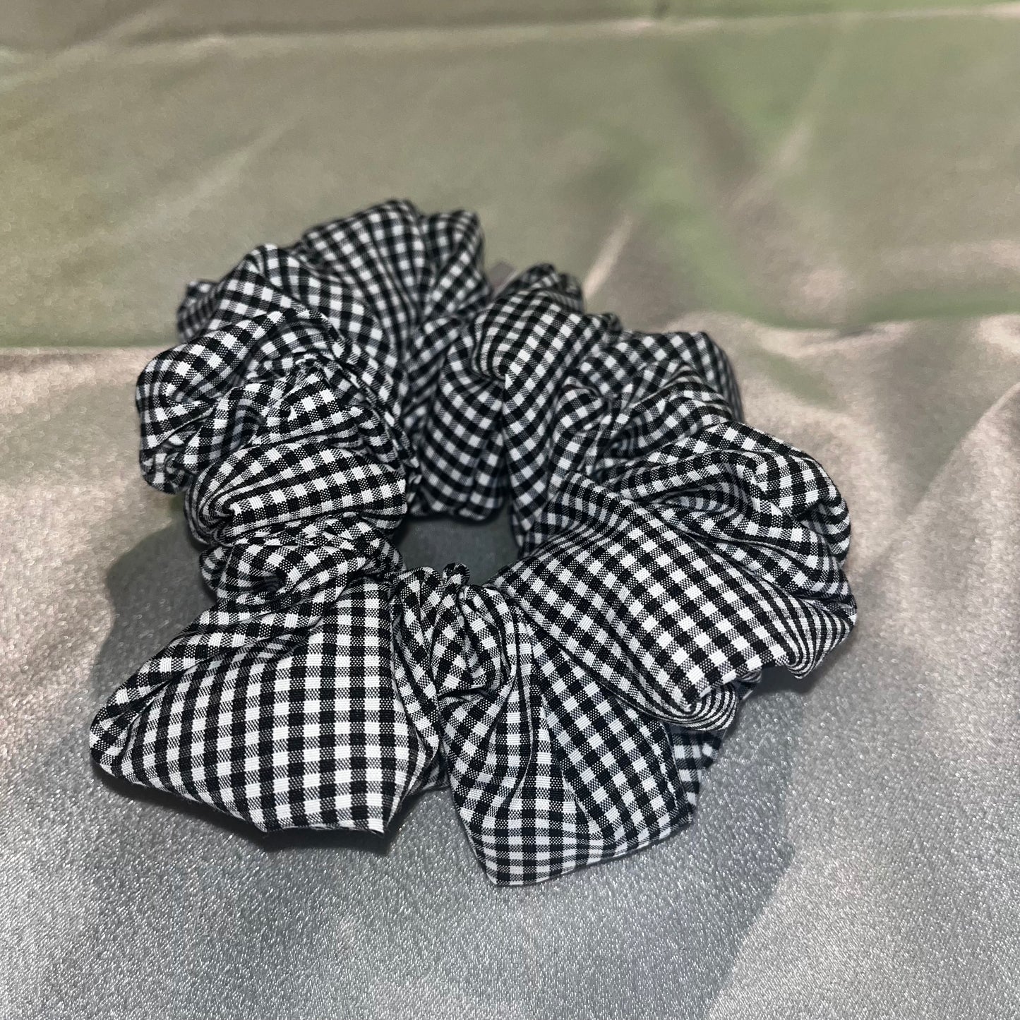 Black gingham scrunchie