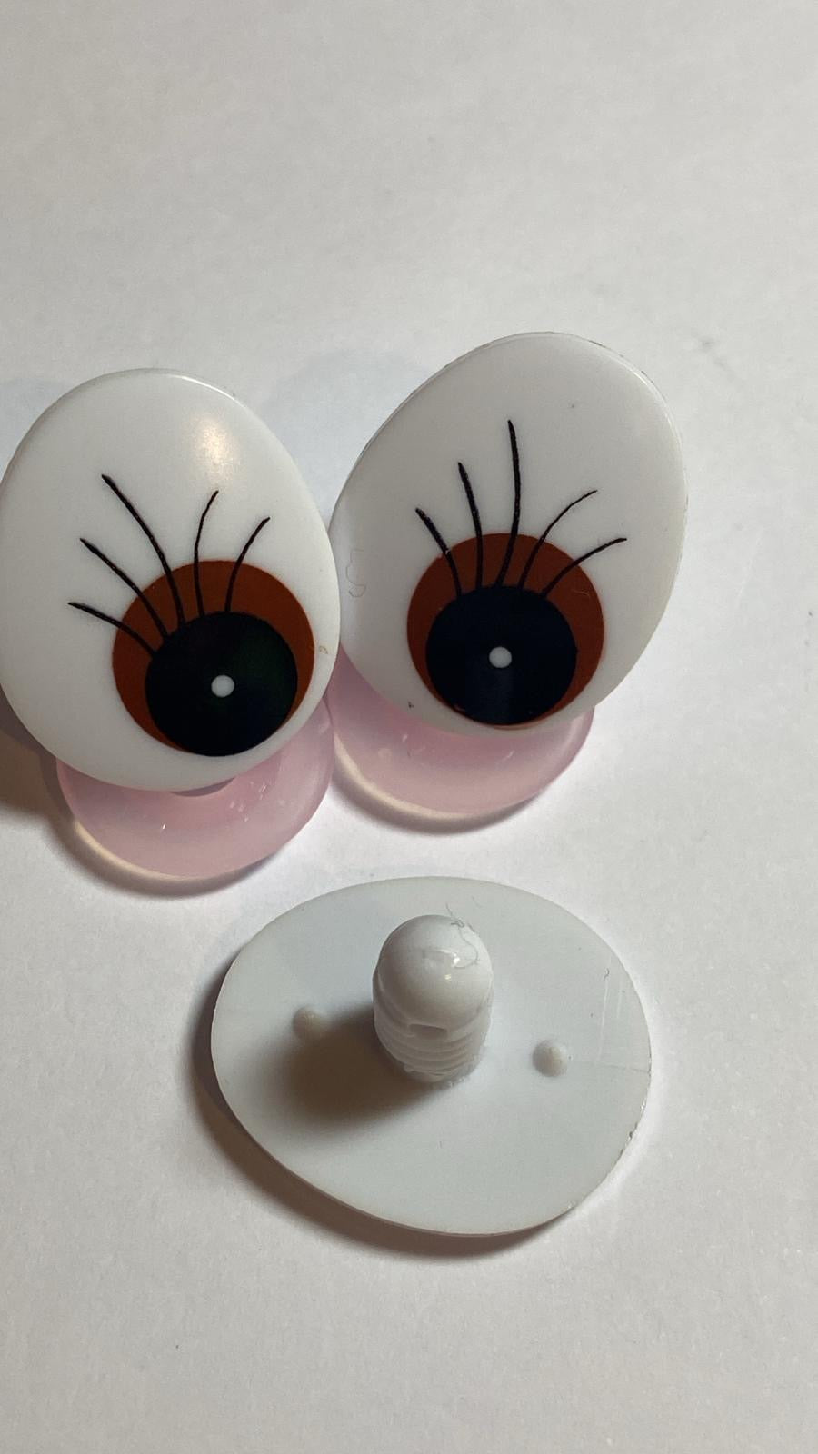 Zims Brown Safety Eye with Eyelashes (pair)