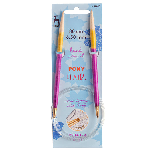 Pony Flair Fixed Circular Knitting Needles - 80cm 6.5mm