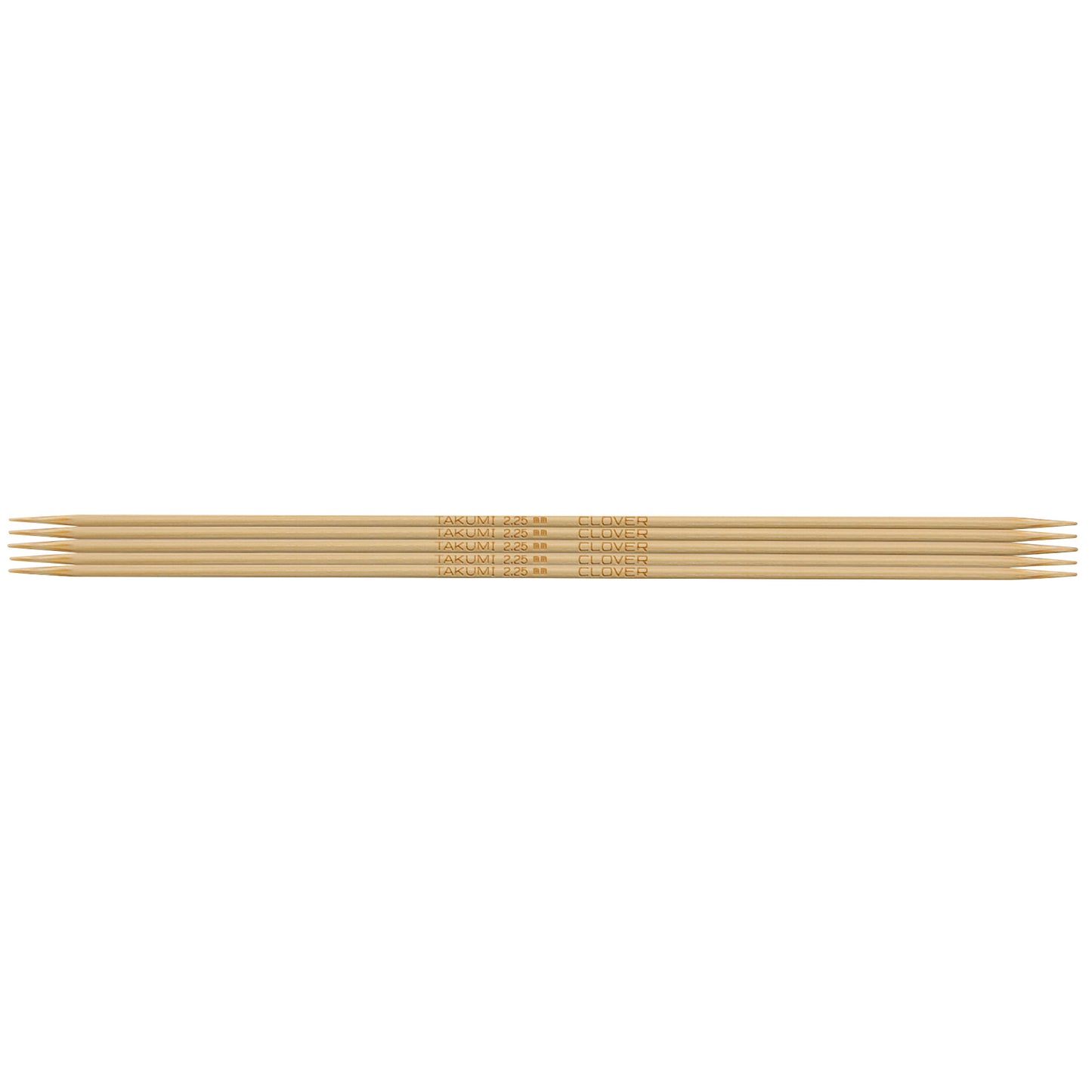 Clover Knitting Pins: Double-Ended: Set of 5: Takumi Bamboo: 16cm (Size 2.25mm - 6mm)