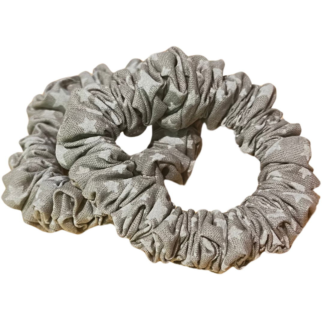 Grey Star Mini Christmas Scrunchies (Pair)