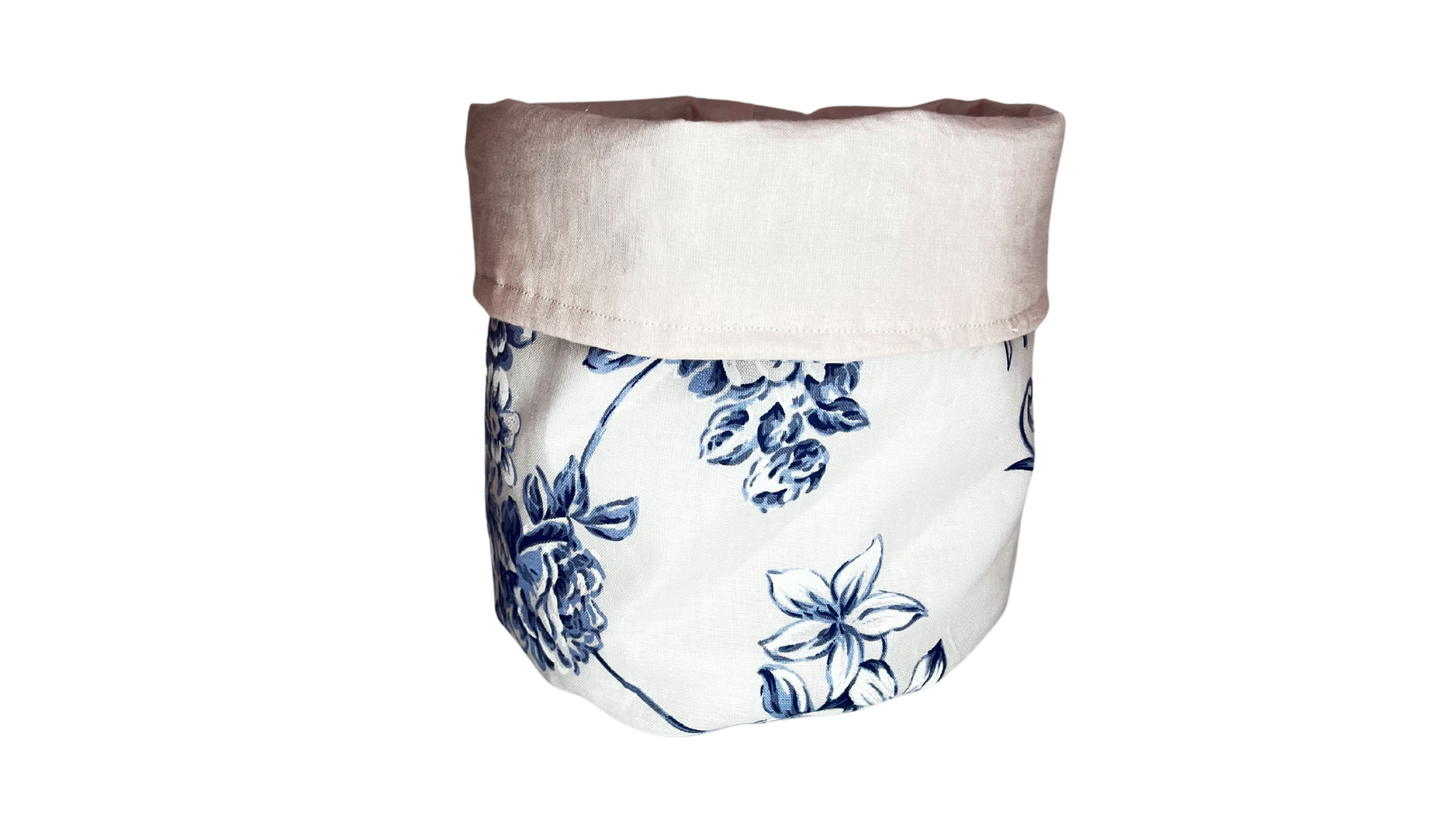 Blue floral reversible basket