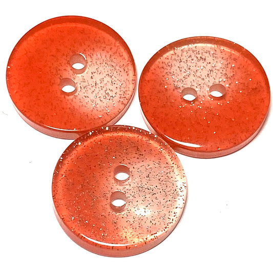 15mm Coral Glitter 2 Hole Button (B13)