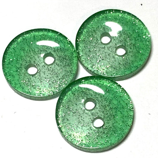 12mm Green Glitter 2 Hole (B09)