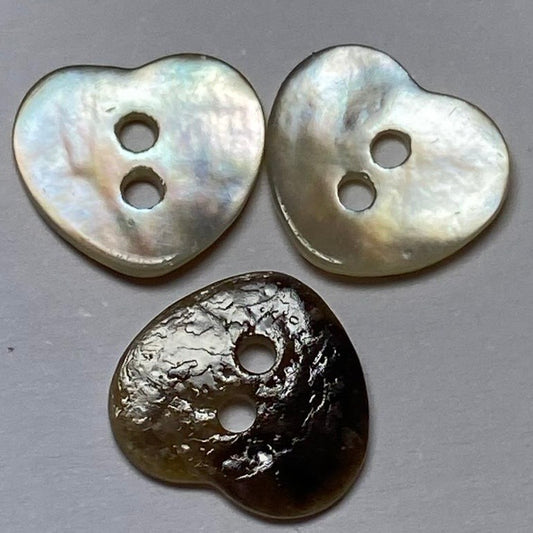 10mm Mother of Pearl Heart 2 Hole Shell Button (B26)