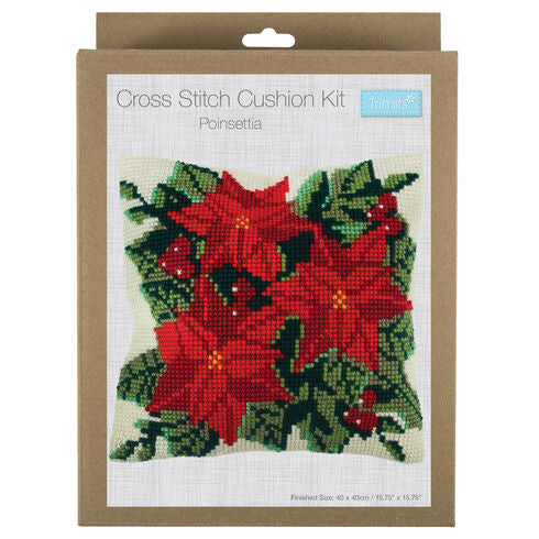 Cross Stitch Cushion Kit: Poinsettia