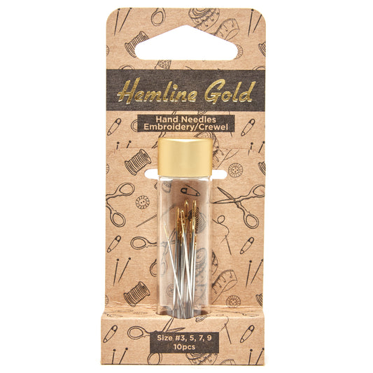 Hemline Gold Hand Needles - Size  3, 5, 7 & 9