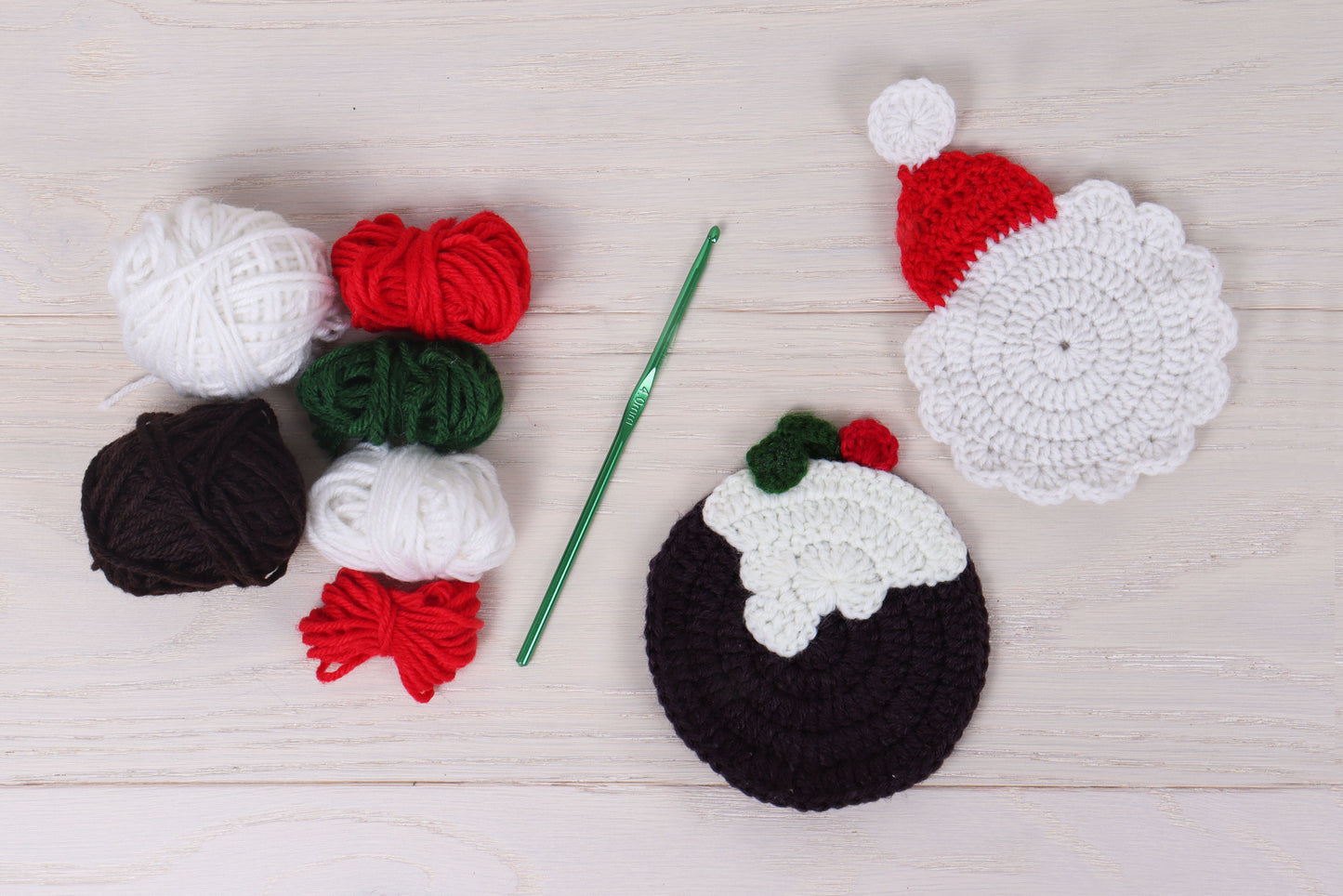 Crochet Kit: Crochet-Your-Own Coasters: Christmas: 2 Pieces