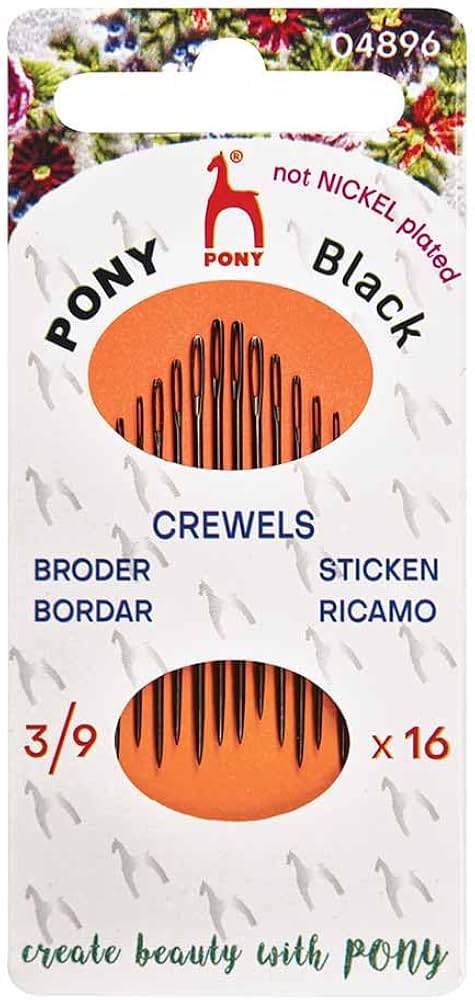 Pony Black Crewel/Embroidery  Needles - 3/9 x16