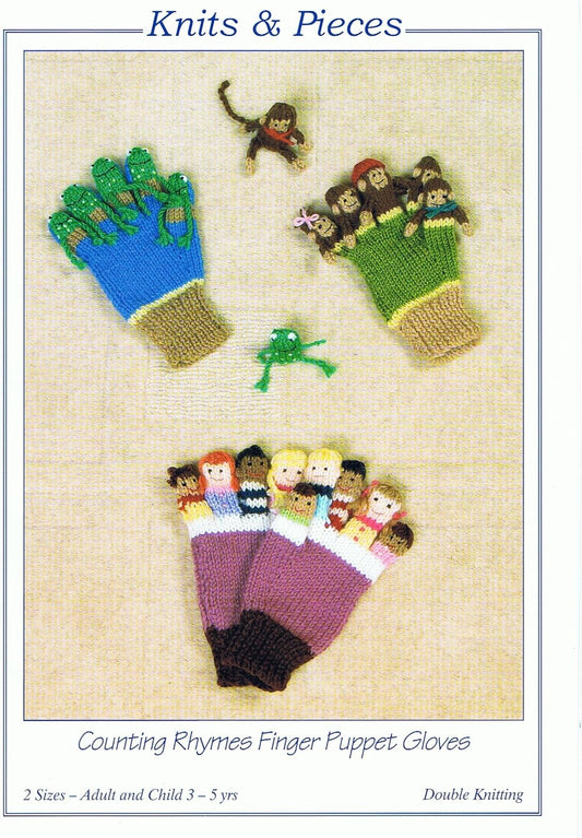 KP13 KNITS & PIECES COUNTING RHYMES FINGER PUPPET GLOVES BY SANDRA POLLEY