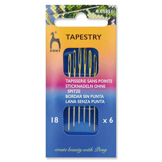 Pony Hand Sewing Needles: Tapestry: Gold Eye: Size 18