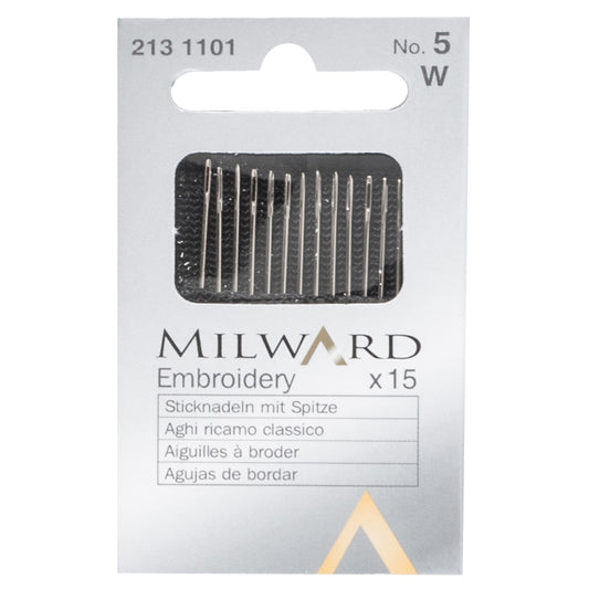 Milward Hand Sewing Needles: Embroidery--Crewel: No.5: 15 Pieces