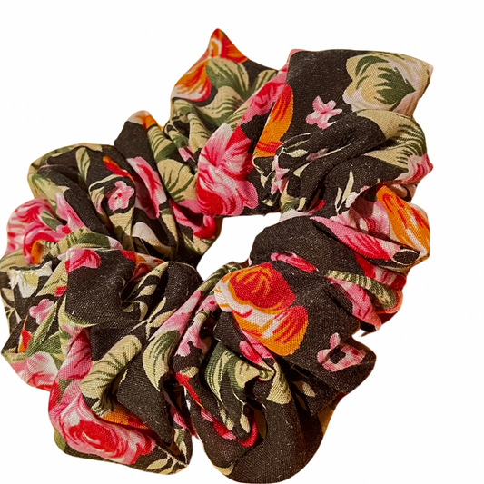 Black floral scrunchie