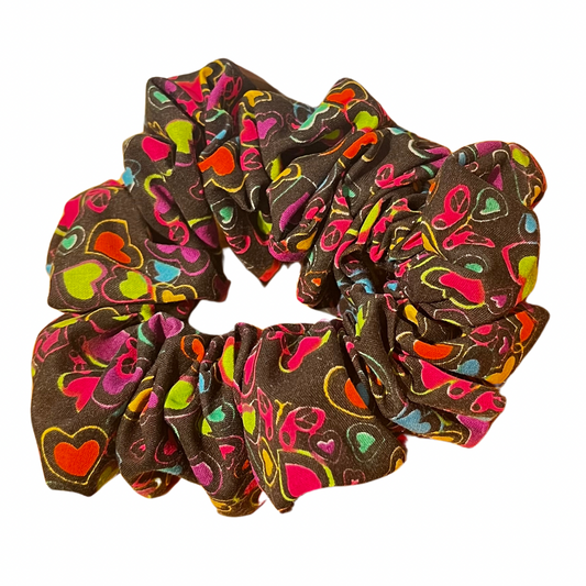 Neon Love Hearts Scrunchie