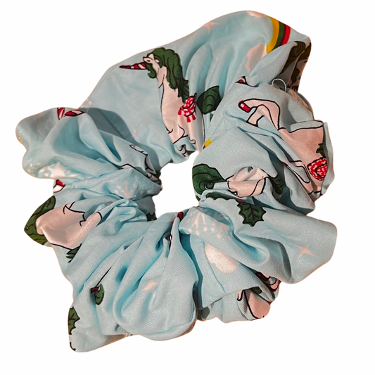 Blue Unicorn Christmas Scrunchie (C03)