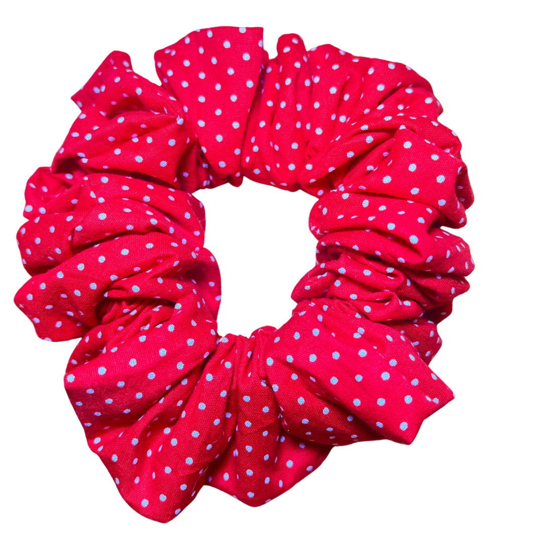 Red polka dot scrunchie