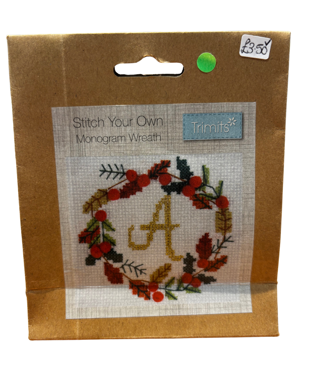 Trimits Cross Stitch Kit Floral Wreath Monogram